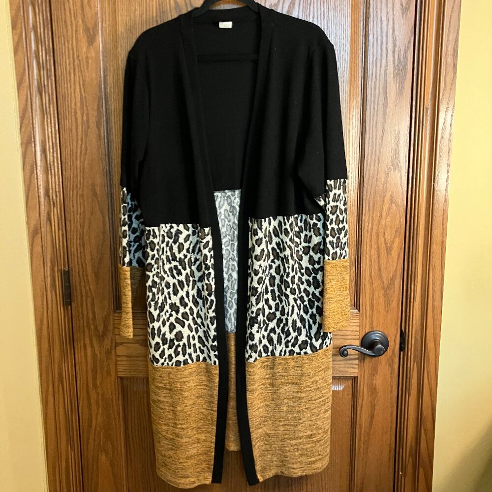 Sunshine & Rodeos Leopard Midi Cardigan Size 2XL